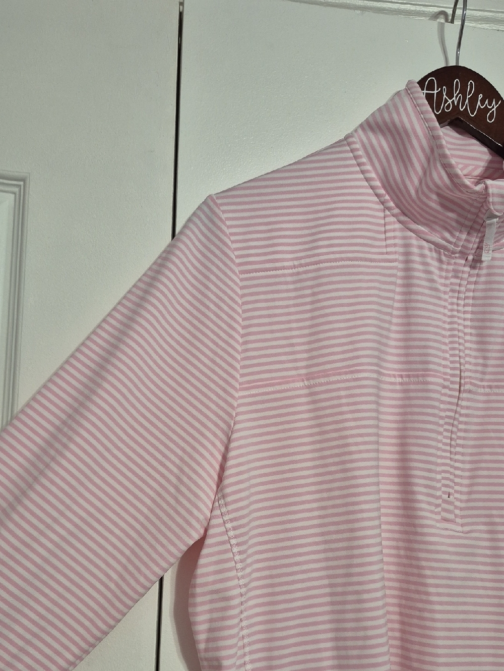 VINEYARD VINES Pink and White Striped Quarter-Zip Pullover - Picture 2 of 10